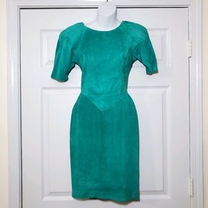 VINTAGE 80s Perspective leather/suede dress